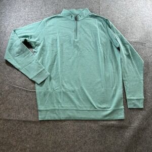 Horn Legend Quarter Zip Sweater Mens Large Cotton Blend Seafoam Green